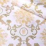 DISENO Wall Stickers DIY Wallpaper (45 x 1000 cm) Floral Damask Self Adhesive, Living Room, Hall, Sofa Background Decal, Golden Pattern