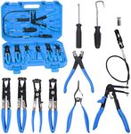 Glarks 9Pcs Blue Flexible Hose Clamp Pliers Set, Long Reach Spring Wire Clip Plier Hose Clamp Pliers Remover Kit for Replacement of Fuel, Oil, Water Hose