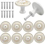 Jinlaili Pack of 10 Vintage Drawer Knobs, 35 mm Retro Drawer Handles, Cabinet Door Knobs, Furniture Knobs, Drawer Knobs Set, Furniture Handle, Knob for Cupboard, Drawer, Kitchen (White)