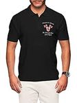 English and Proud Polo Shirt - St Georges Day 23rd April - Mens Embroidered England Badge Cotton Collared Shirt Black