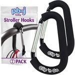 PBnJ baby Clip n Go - 2 Pack X-Large Stroller Organizer Hook Clip For Purse Shopping & Diaper Bags