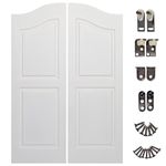 SWINGING CAFE DOORS Arched Top Saloon Interior Door Primed Cafe | Saloon Door Swing 30", 32", & 36" Door Opening, Great Double Action Door, 42" Door Height, 3/4 Thick, Black, 36", Matte