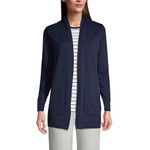 Lands' End Women's Petite Cotton Open Long Cardigan Sweater Large Radiant Navy