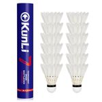 kunli Badminton Shuttlecocks 12-Pack Duck Feather Badminton Birdies with Great Durability Stability and Balance,Suitable for Professional Competition Or Training (77（Suitable For 21-28 ℃）)