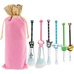 Marie Cartoon Cat Makeup Brushes - 5pcs Cute Animal Designed Soft Pink Makeup Brushes Set, Professional Cosmetic Tool Kit Pink Drawstring Bag Included for Girls and Women (B)