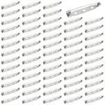 GOSHUN 100 Pcs Brooch Clasp Pins Silver Bar Pin Back Locking Pins for DIY Name Tags Crafts Badge Making Pins Jewelry Findings with Holes(CXZ/38)