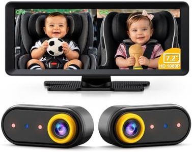 LUCKVIEW BM5PRO 7.2" 1080P HD Baby Car Camera for 2 Kids, Split Screen with IR Night Vision, Easy to Install & Adjust Brightness, Dual Car Camera Baby Monitor for Rear Seat Safety (Yellow)