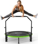 BCAN 40"/48" Foldable Mini Trampoline, Rebounder Trampoline for Adults, U/T Shape Adjustable Foam Handle, Exercise Rebounder for Kids Adults Indoor/Garden Workout, Max Load 330lbs/440lbs