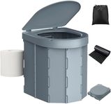 ortable Camping Toilet, Folding Toilet for Adults with Lid and Retractable Toilet Paper Holder, Waterproof Porta Potty with Carry Bag and Disposible Liners for Hiking, RV Travel, Road Trips，Dark Gray