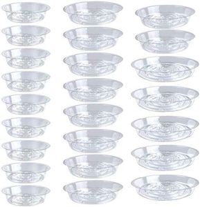 Tecmisse 25 Pack Clear Plastic Plant Saucer Drip Trays, Large Plant Plate Dish, Plastic Plant Pot Saucers Flower Pot Set for Indoor Flower Pots and Planters, Assorted Sizes(6, 8, 10 Inch)