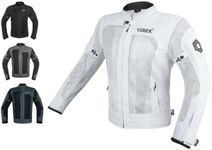 CUBER MOTORCYCLE BREATHABLE MESH JACKET MENS WITH CE ARMOR BIKERS RACING GEAR, SUMMER MOTORBIKE PROTECTIVE JACKET, White