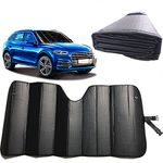 GWUSKDT Car Windshield Sunshade,Car Sun Protector,Foldable Car Front Window Shade-Thicken 5-Layer Bubble for Auto Windshield Sun Shade UV Protection and Heat Reflector 55"x 27.5" (Black)