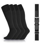 WHIPPY Youth Baseball Socks and Belt Combo, Elastic Softball Belt and Socks for Boys (2 Pairs of Socks & 1 Belt) Black