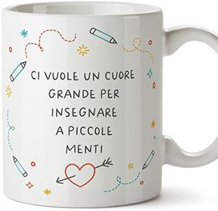 Mugffins Tazza in ceramica per INSEGNANTE - 11 oz / 350 ml - In italiano - Cuore grande piccole menti - Idea regalo per compleanno, anniversario, natale, laurea