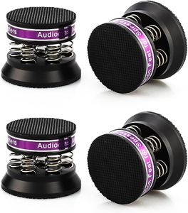 Tertullus 4pcs Spring Speaker Feet Isolation Foot 43mm×38.5mm Stand HiFi Aluminum Shock Absorber Isolation Pads Turntable Dac Feet Pad(Black)