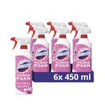 Domestos Power Foam Floral Burst Toilet & Bathroom Cleaner Spray sprays upside down & eliminates 99.99% of germs* multi purpose cleaner for cleaning inside toilet & around bathroom 6x 450 ml