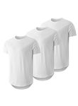 JMIERR Men's 3 Pack T Shirts Classic Cotton Short Sleeve T-Shirts Bulk Curved Hem T Shirts Hipster Hip Hop Longline Shirt Crewneck Hawaiian Shirts, T Shirts for Men Pack, CA 43(L), White/White/White