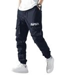 Noble Monk Men's Cargo Pant | Drawstring | Solid Cargo | Multi Pockets Trackpant's for Men Navy Blue