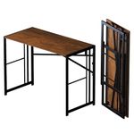 Lutown-Teen Folding Computer Desk 40 inch Writing Gaming Computer Camping Desk, No Assembly Required Home Office Table, Mahogany