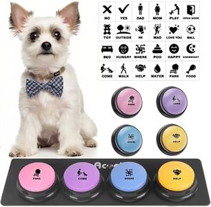Dog Buttons for Communication, 4 Dog Talking Button Set, Speaking Buttons for Cats and Dogs, 30s Voice Recordable Pet Training Buzzer with Waterproof Dog Activity Mat and 24 Scene Stickers