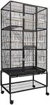 Taily 176cm Large Bird Cage Stand-Alone Aviary Cages Travel Stand Budgie Parrot Birdcage with Removable Tray Black