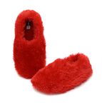 Onmygogo Fuzzy Winter Indoor Slippers for Women (Women Size 9-10, Red)