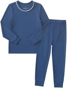 pureborn Toddler Boy Pajamas Set Kids Long Sleeve Snug Fit Cotton Sleepwear Pjs 2pcs Set Blue Gray 4-5T