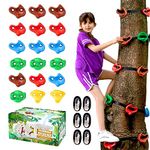 18 Ninja Tree Climbing Holds and 6 Sturdy Ratchet Straps for Kids Tree Climbing, Large Climbing Rocks for Outdoor Ninja Warrior Obstacle Course Training