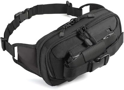 LarKoo Tactical Fanny Pack for Concealed Carry Sling Bag CCW Crossbody Waist Bag for Men&Women EDC Gear with Adjustable Strap, Black, Middle, Sports and Formal