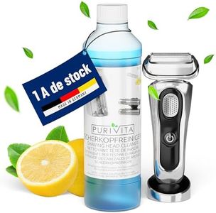 PURIVITA - Nettoyant de rasoir pour cartouche (500ml) - Compatible avec TOUTES les grandes marques comme Braun Clean & Renew, Philips et bien plus encore - Avec un agréable parfum de citron