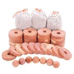 Homode Cedar Chips and Balls, Fresh Cedar Wood Rings and Cedar Sachets Bags for Clothes Shoes Storage, Ideal for Closets and Drawers, 40 Pack