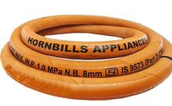 Hornbills 3 Meter (9.84 Feet) LPG Rubber Hose Pipe with Reinforced Steel Wire, fireproof, Leakproof, rat bite-proof, crackproof, ISI Certified (Orange)