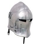 Queen Armour Medieval Visored Barbuta Helmet Knights Templar Crusader Armor Helmet Roman Spartan Silver