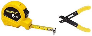 STANLEY 84-214-22 130mm/5.25'' Wire Stripper (Black and Yellow)+STANLEY STHT36127-812 5 Meter Plastic Short Measuring Tape (Yellow)