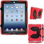 TECHGEAR G-SHOCK Case for iPad 4 3 2 - Tough Rugged Heavy Duty Shock Proof Long Survival Protective Case with Detachable Stand - Kids Work School Builders Case fits Apple iPad 4 3 2 (Red)