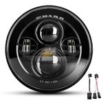Dot Approved 7Inch Black LED Headlight for Motorcycle Tour,FLD,Softail Heritage,Street Glide,Road King,Electra Glide,Yamaha V-Star Road Star Jeep Wrangler
