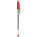 BIC Cristal ORIGINAL Medium Daily BALLPOINT PENS Biros 1.0 mm Everyday Essay Writing Home School Office Stationery Supplies Clear Barrel 4 Colours BLACK RED BLUE GREEN RGB Stick Pen (RED, 10 X PENS)