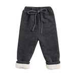 Alunsito Unisex Toddler Jogger Pants Kids Knittes Cotton Elastic Waist Pants Winter Warm Baby Sweatpants Pants 18-24 Months Grey