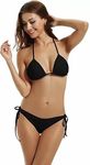 Culture Flossy® Women Bikini Set Sexy Bra Panty Beach Wear Swimming Lingerie Set (Bra-Panty Set_Free Size) (Black)