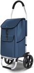 VOUNOT® Folding Shopping Trolley, Aluminium Lightweight Shopping Cart with Detachable Shopping Bag, Waterproof Fabric, Mudguard Stair Climbing Wheels Grocery Trolley, 58L Navy Blue