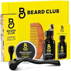 The Beard Club Beard Growth Kit - Derma Roller, Beard Growth Oil, Sandalwood Beard Balm, Beard Comb - Gift Set