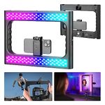 NEEWER RGB-A111 II Smartphone Video Rig with Light Kit, Support Vertical Shoot, Handheld Phone Camera Cage Stabilizer with Cold Shoes/Shutter/Battery, 17 Scenes RGB Ring Light 2500K-10000K CRI97+