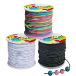 Ewparts Elastic Bracelet String 165 Yards 3 Rolls of 1mm Elastic String for Jewelry Cord Rainbow Stretchy String for Bracelet Black Necklace Bracelet Cord Beading Cord Elastic Cord Fils Pour Bracelet