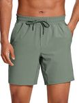 CRZ YOGA Men's Linerless Workout Shorts - 7'' Quick Dry Running Sports Athletic Gym Shorts with Pockets Grey Sage Medium