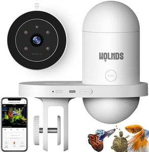 Wolmds Automatic Fish Feeder with 2.5K Camera, WiFi/App Control, Moisture-Proof Vacation Food Dispenser | 2.4G Precision Feed System, Visual Monitor for Aquariums, Terrariums, Turtle Pens, Betta Tanks