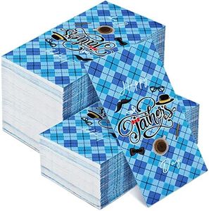 Sumind 100 Pcs Father's Day Guest Napkins 2 Ply Disposable Paper Blue Napkins Happy Dads Day Party Dinner Guests Hand Towel Napkin Coffee Design for Gym Toilet Bathroom Decorative Towels (Coffee Hat)