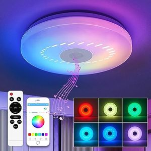 TODEHI Plafonnier LED 36W Dimmable,Haut-parleur Bluetooth, Lumière avec Télécommande/App Contrôle, Changement de Couleur RGB, Lampe de Plafond pour Cuisine/Chambre/Salle de Bain/Salon/D'Enfants Ø30cm