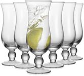 Cheardia 6 Pack Hurricane Glass, 14 oz Pina Colada Glasses Clear Tulip Drinking Cups for Juices, Cocktails, Full-Bodied Beer, Tropical Drinks, Water, Beverages