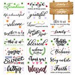 VETPW 22 Pcs Word Stencils, Inspirational Quote Stencil Drawing Painting Template Craft Set, Reusable Shapes Word Stencils Scale Templates for Wood, Floors, Window, Furniture, Wall Design, 25x10CM