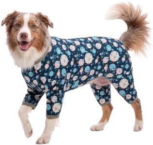LovinPet Giant Dog Pajamas, Jellyfish and Starfish Deep Sea Print, Lightweight Pullover Large Puppy Pajamas, Large Breed Full Coverage Dog Jammies, Pet PJ's/XL